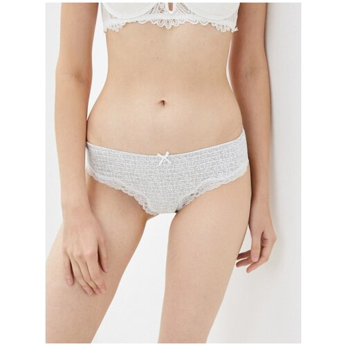 фото Трусы-шорты с кружевом deseo, цвет серый меланж-белый, размер 44