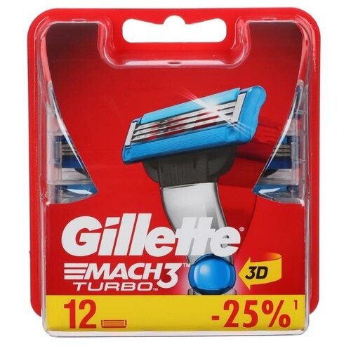 Сменные кассеты для бритья Gillette Mach3 Turbo, 12 шт. cменная кассета gillette mach 3 4 шт