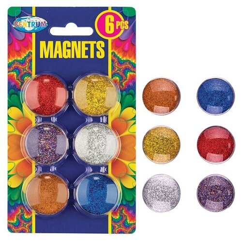 Магниты GLITTER 6 штук, в блистере