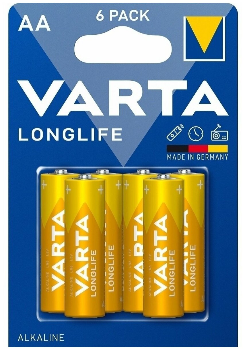 Батарейки Varta LONGLIFE LR6 AA BL6 Alkaline 1.5V (4106) (6/60/300)