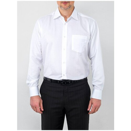 фото Рубашка мужская длинный рукав greg 113/319/1093, прямой силуэт / сlassic fit, цвет белый, рост 174-184, размер ворота 44