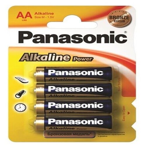 Батарейка алкалиновая Panasonic ALKALINE POWER , тип АА, 4 шт. батарейка panasonic alkaline power lr6 4 вl cds