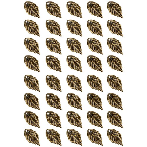 фото Набор подвесок, листик, длина - 18 мм, ширина - 10 мм, толщина - 0, 6 мм, диаметр отверстия - 1 мм, не содержит никель и свинец, 40 шт. kaboshon