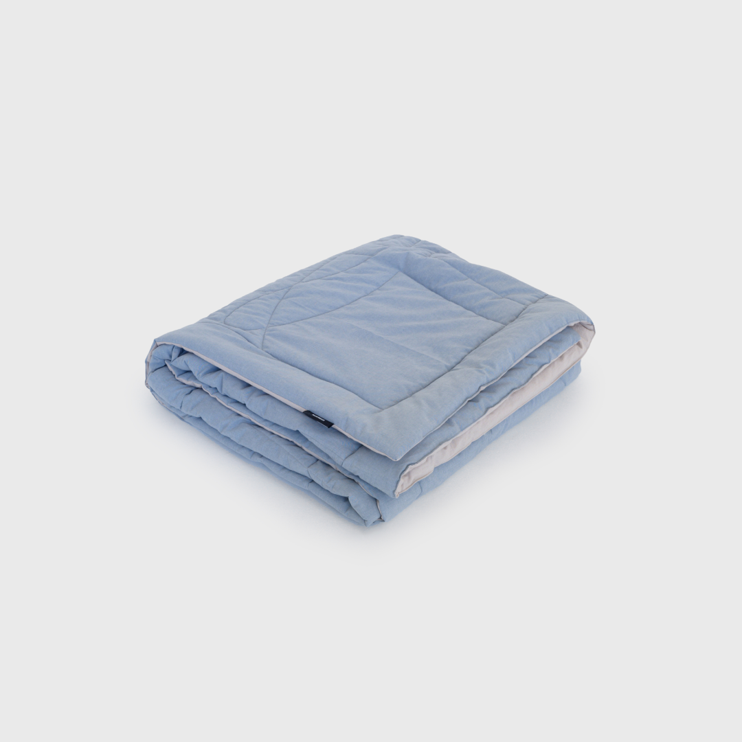 Одеяло MORФEUS - «YURA» из вареного хлопка - Бежево-голубой - фотография № 1