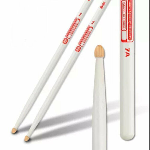 10103010 Colored Series QI 7A Барабанные палочки, орех гикори, белые, HUN палочки для барабана hun drumsticks 10103009 colored series qi 7a