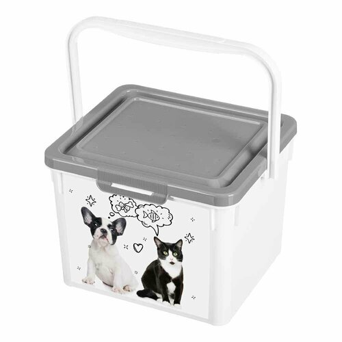 Контейнер для корма Lucky Pet с декором 5,3 л, прямоугольный, серый