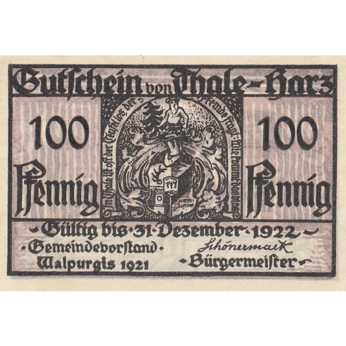 Германия (Веймарская Республика) Тале-ам-Гарц 100 пфеннигов 1921 г. (№2)