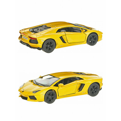 Металлическая машинка Kinsmart 1:38 «Lamborghini Aventador LP 700-4» инерционная, жёлтая KT5355D-2