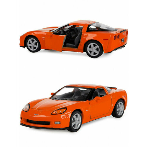 Металлическая машинка Kinsmart 1:36 «2007 Chevrolet Corvette Z06» инерционная, оранжевая KT5320D-1 машинка металлическая kinsmart 1 34 1957 chevrolet corvette инерционная красная kt5316d 1