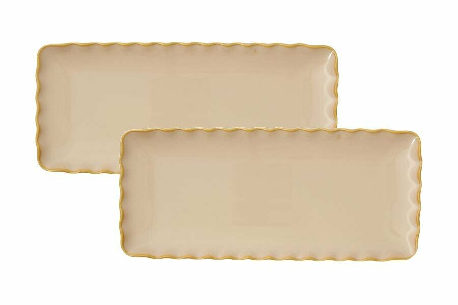 фото Набор 2 блюда прямоугольные Onde, песочный, 36х16 см (Easy Life)