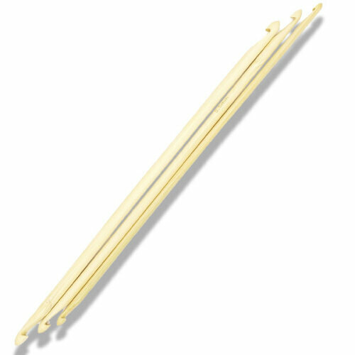 Набор бамбуковых двухсторонних крючков для вязания 3шт. d-4.5мм,5.5мм,6.5мм, длина- 24см, цвет: бледно-желтый крючок для тунисского вязания по кругу 5 15 см