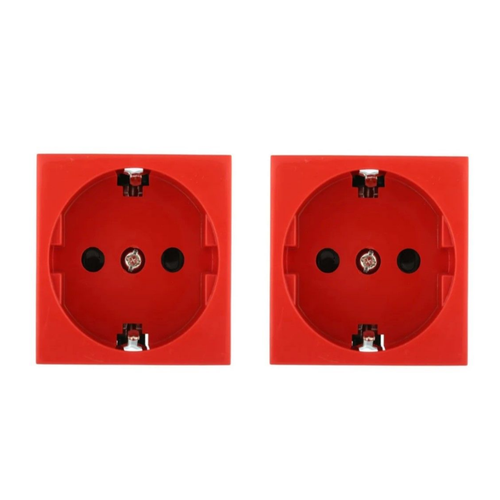 Розетка модульная с з/к и шторками 45х45мм красная Рувинил АДЛ 13-901 Ruvinil - 2 шт