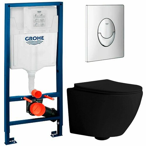 Инсталляция Grohe Rapid SL 38721001 + унитаз Grossman GR-4455BMS безободковый с сиденьем инсталляция grohe rapid sl 38721001 унитаз grossman gr 4455bms безободковый с сиденьем