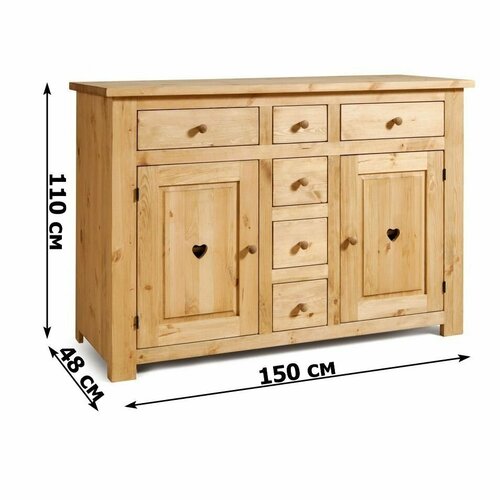 KTB26 Комод деревянный 2 дверки 6 ящиков Прованс Старение/Воск 150х48х110 см