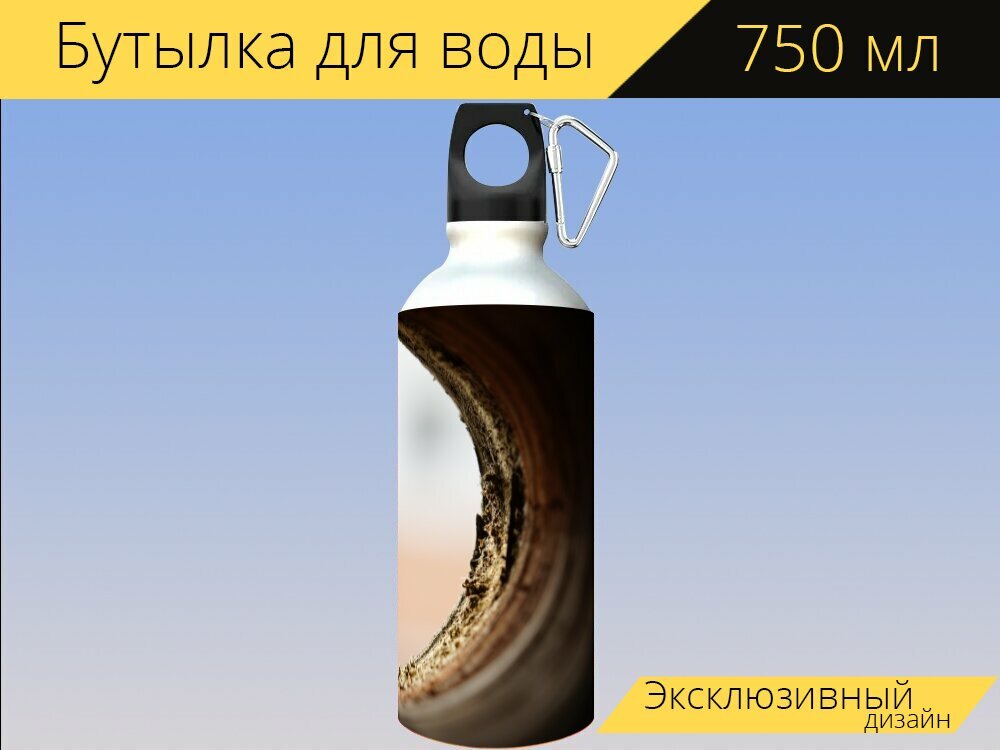 Бутылка фляга для воды "Отверстие, открытие, пунш" 750 мл. с карабином и принтом