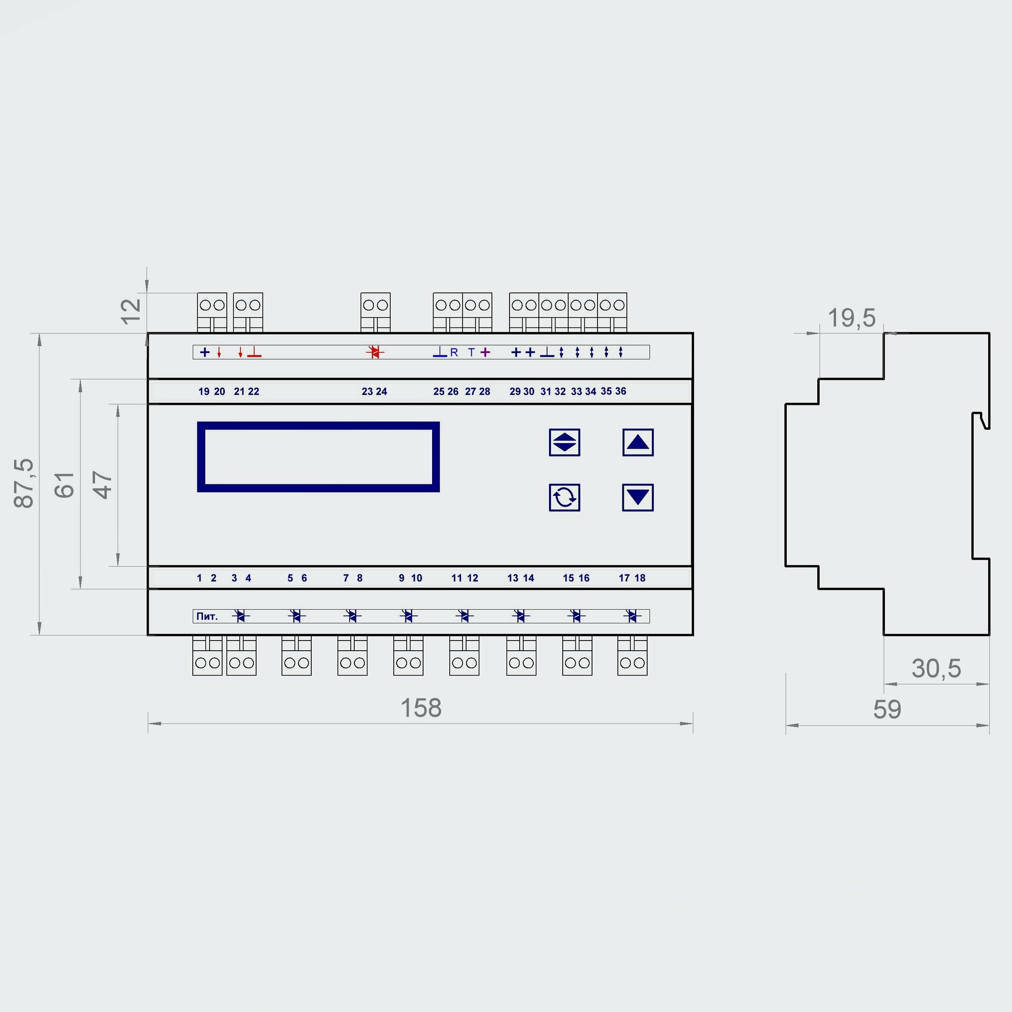 Программируемое реле Lanofon Контроллер приточно-вытяжной вентиляции с электрическим калорифером и фреоновым охладителем