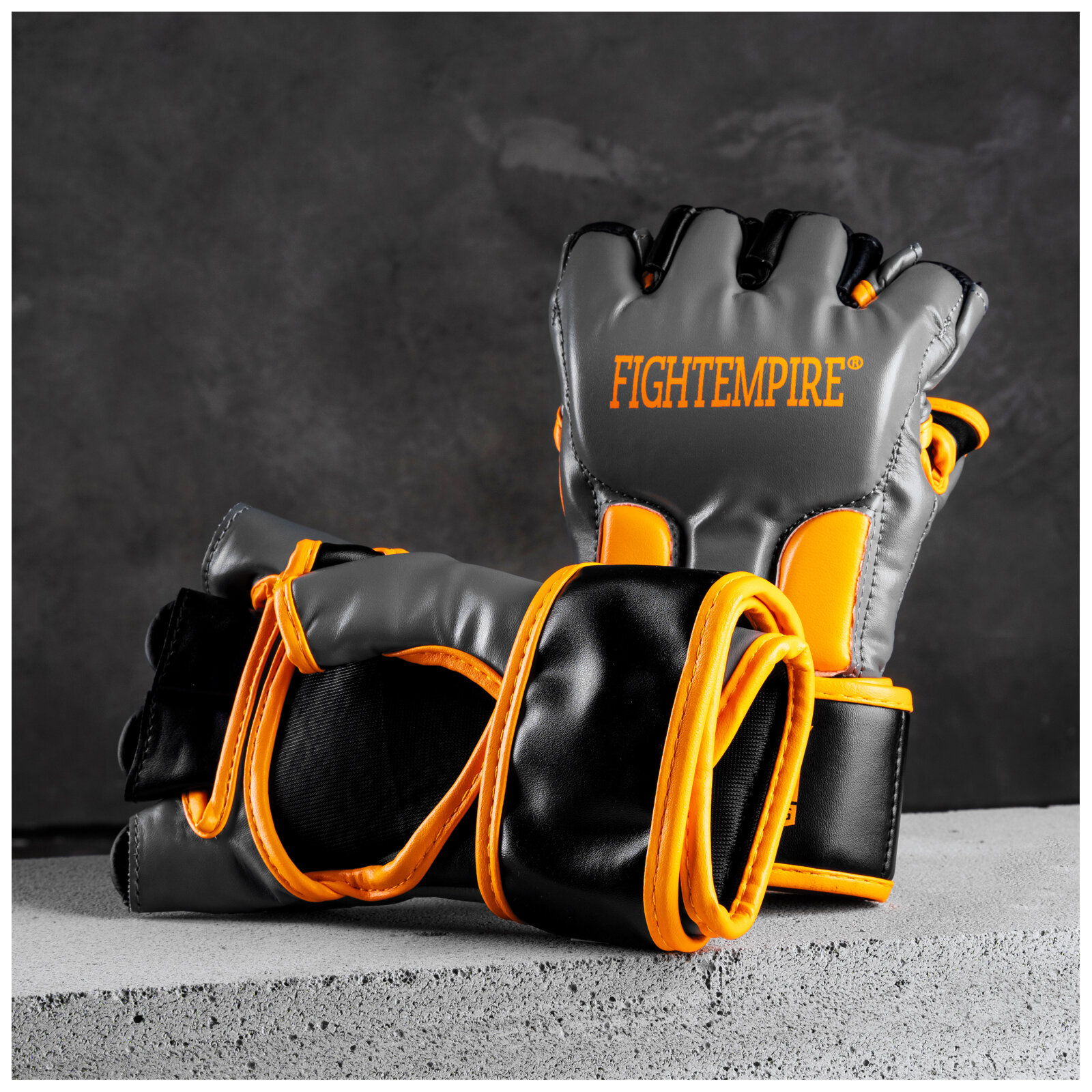 Перчатки для ММА FIGHT EMPIRE, HAWK, размер XL, цвет серый, оранжевый