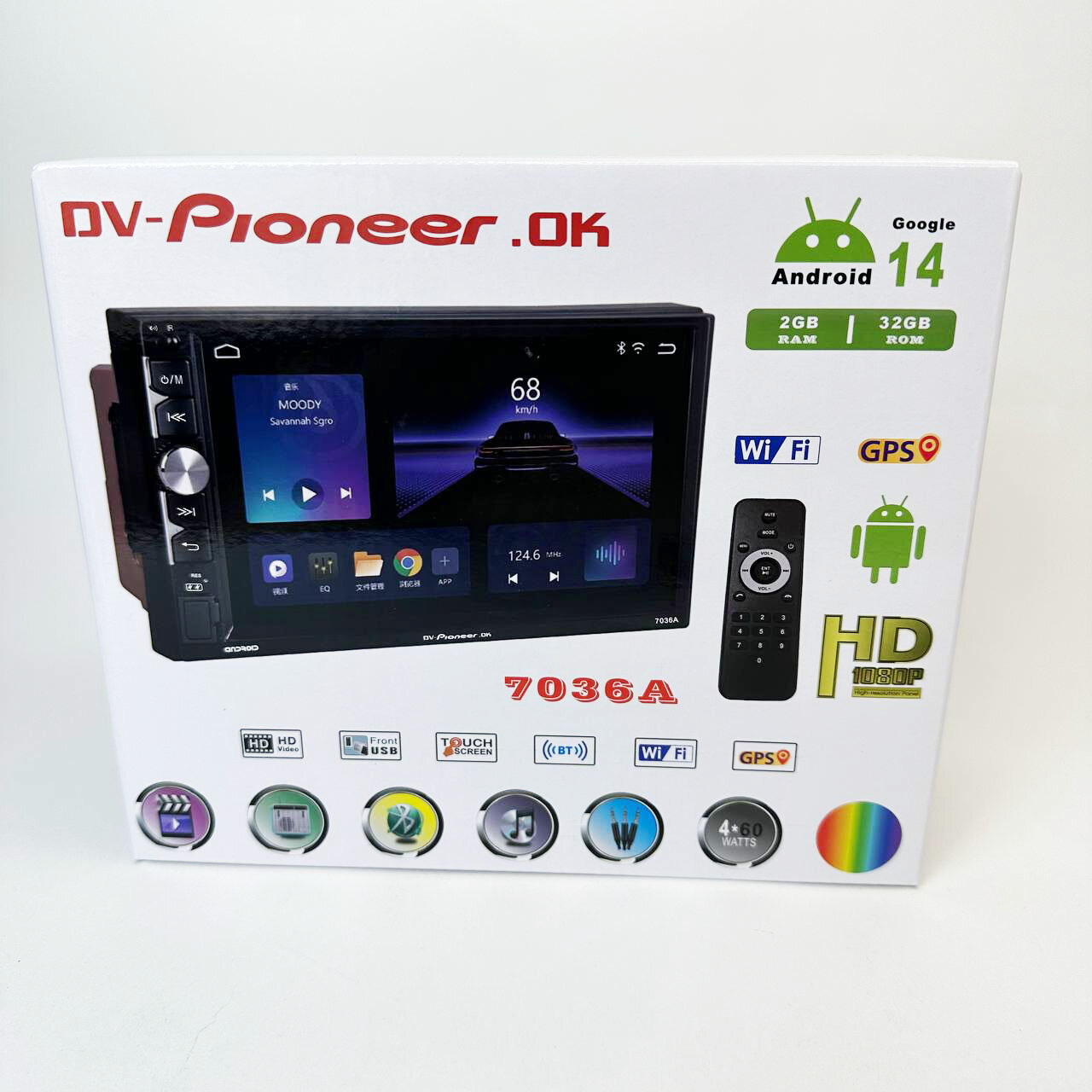 Автомагнитола 2 din Android 7 дюймов ( 2/ 32 гб, Wi-Fi, Bluetooth, GPS)
