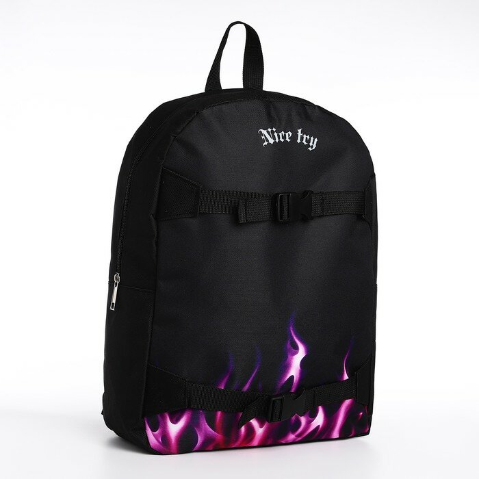 NAZAMOK Рюкзак текстильный с креплением для скейта "Nice try", 38х29х11 см, цвет черный