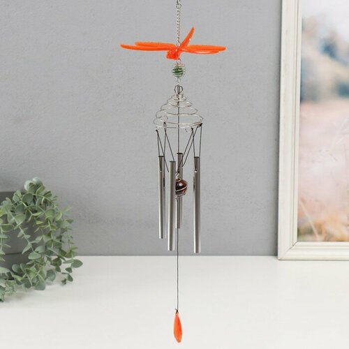 Музыка ветра металл пластик 4 трубочки Стрекоза 55х14х87 см 598₽