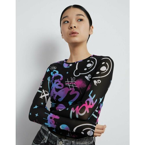 фото Лонгслив gloria jeans, размер 8-10л/134-140, мультиколор, черный