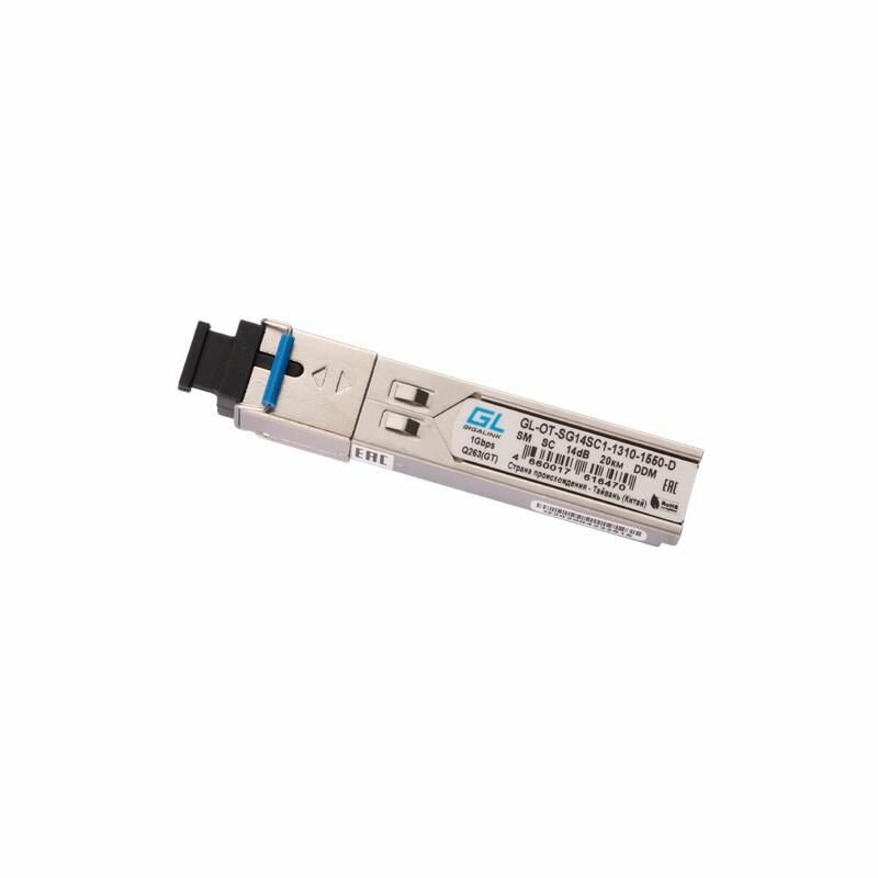 Модуль SFP WDM 1Гбит/с одно волокно SM SC Tx:1310/Rx:1550нм DDM 14дБ до 20км код GL-OT-SG14SC1-1310-1550-D GIGALINK 1 шт.