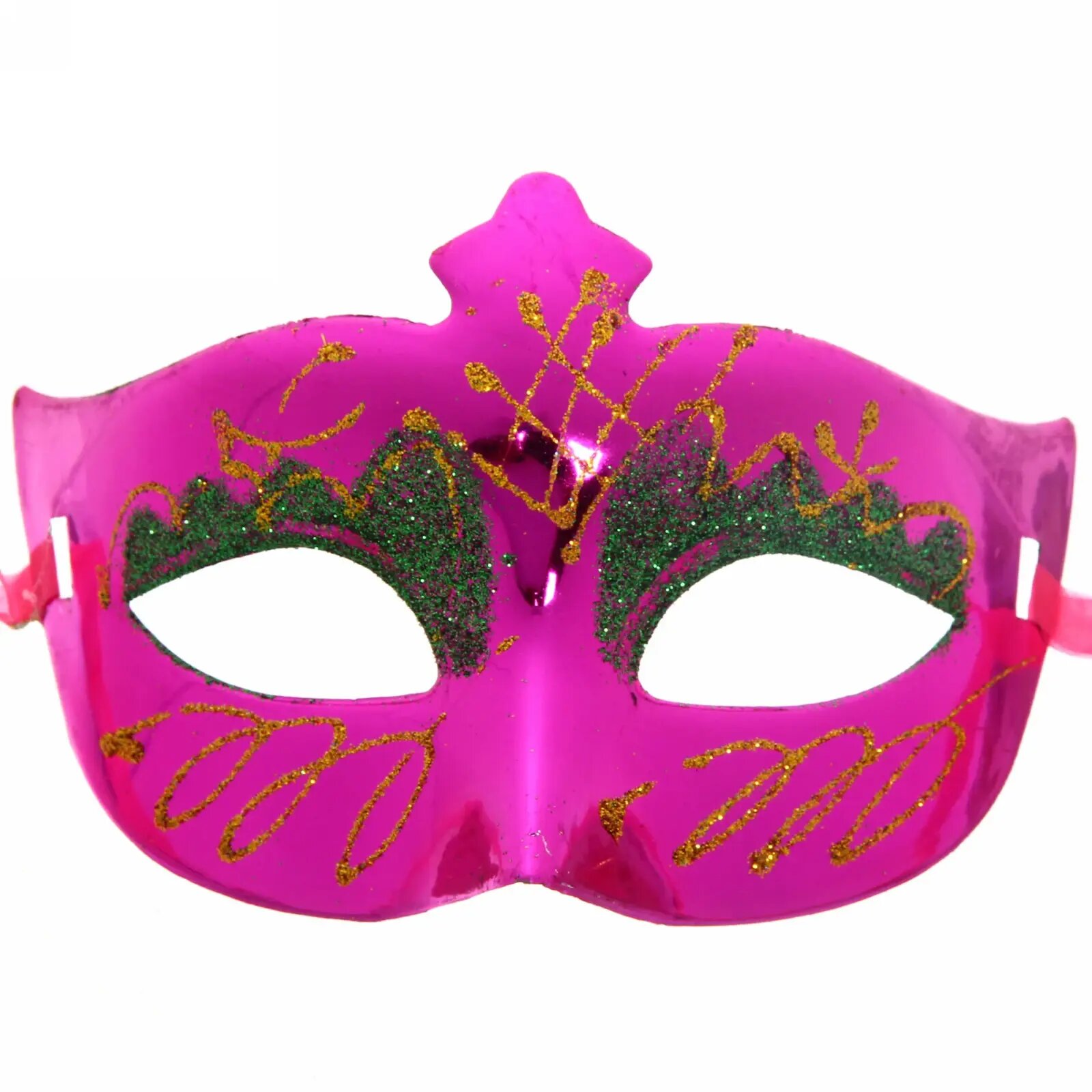 Маска «Леди Узор» ярко-розовая с блестками для праздников стандартный размер