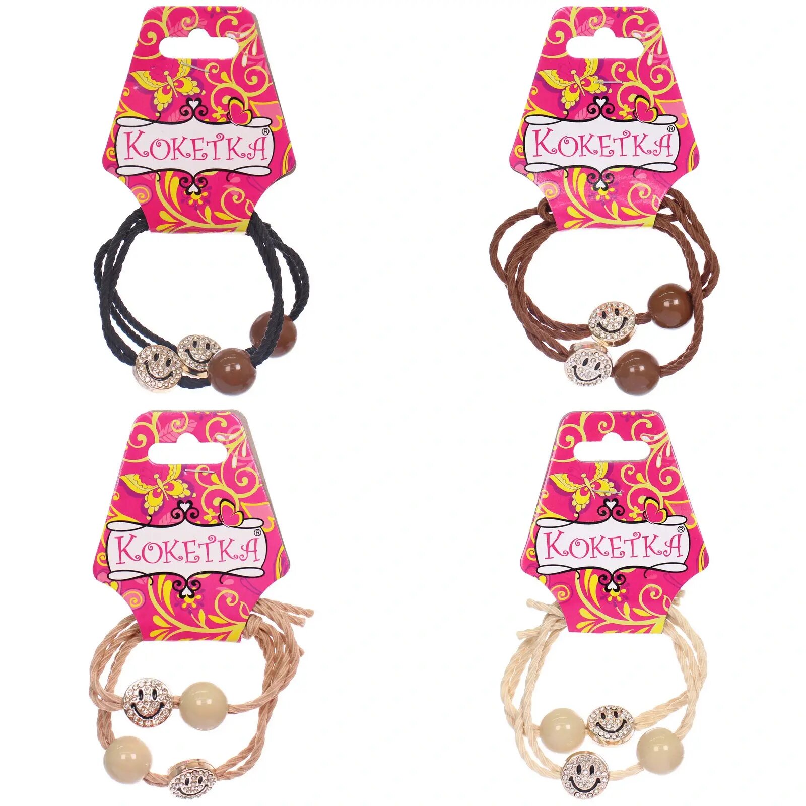 Резинка для волос «фантеэгро», 2шт, черный/молочный/коричневый, d-5.5см