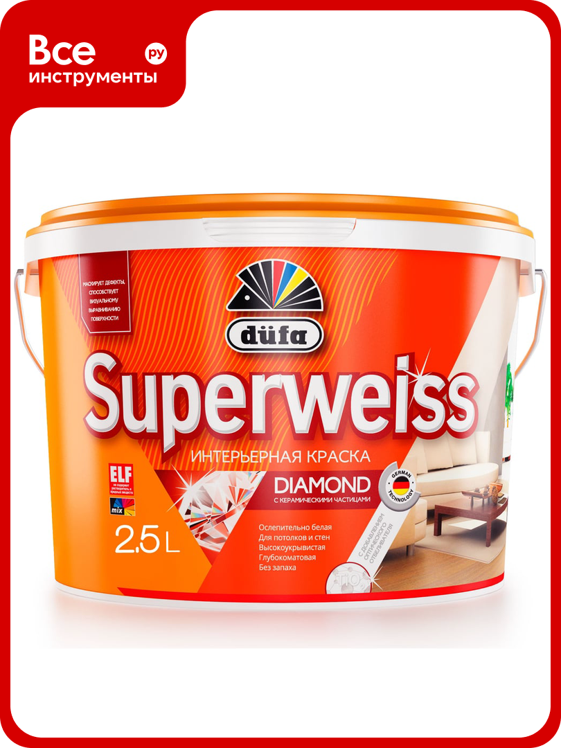 ВД краска Dufa SUPERWEISS RD4 2 5 л Н0000000395