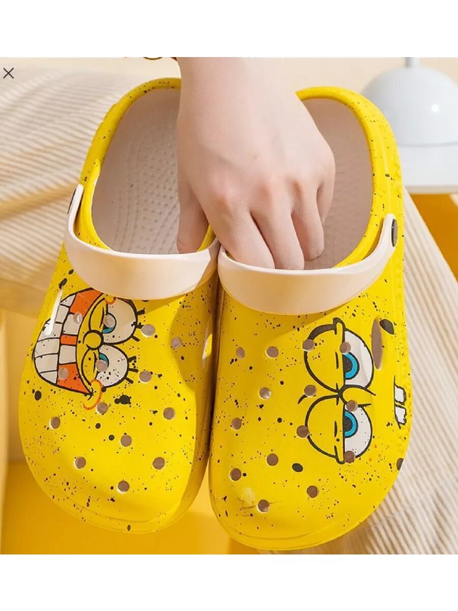 Сабо Sponge Bob, размер 36-37, желтый/белый
