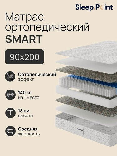 Изображение товара Sleep.Point Матрас SMART 90х200, ортопедический, пружинный, односпальный