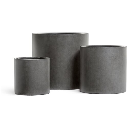 Кашпо TREEZ Effectory - серия Beton - Цилиндр - Тёмно-серый бетон - д-53 см, в-51 см, Treez Collection