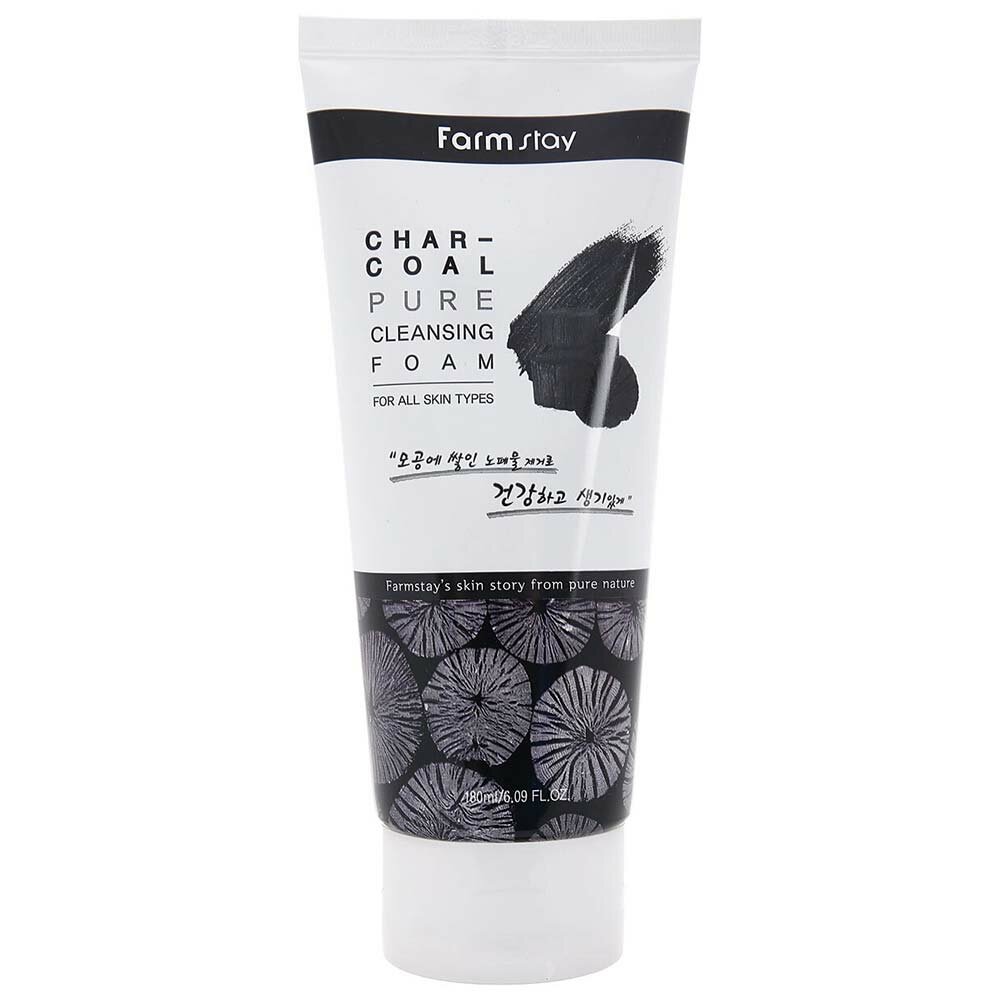 FarmStay Charcoal Pure Cleansing Foam Пенка для умывания и глубокой очистки пор с углем