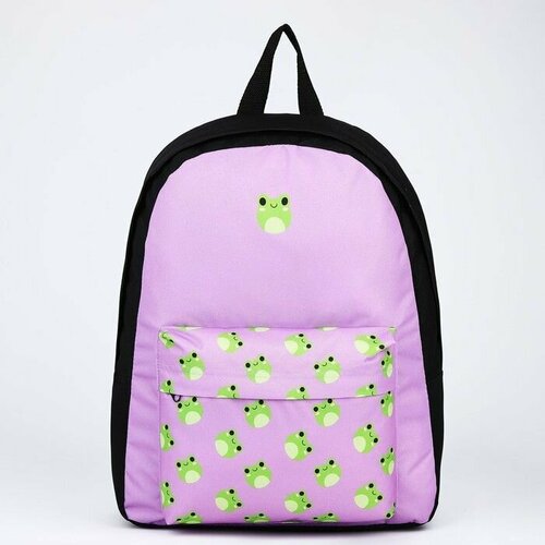 Рюкзак текстильный Лягушки, с карманом, цвет фиолетовый