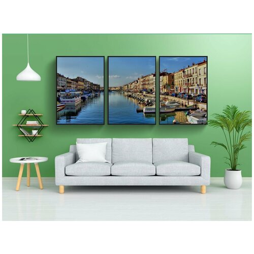 фото Набор модулных постеров для интерьера "sete, франция, канал" 60x90 см. в тубусе, без рамки lotsprints