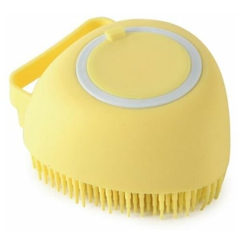 Мочалка-щетка силиконовая с дозатором для мыла (сердце) / Массажная мочалка для тела