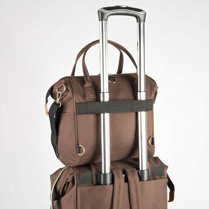 Сумка-рюкзак на колесах, с сумкой-трансформером, отдел на молнии, наружный карман, цвет коричневый - фотография № 14