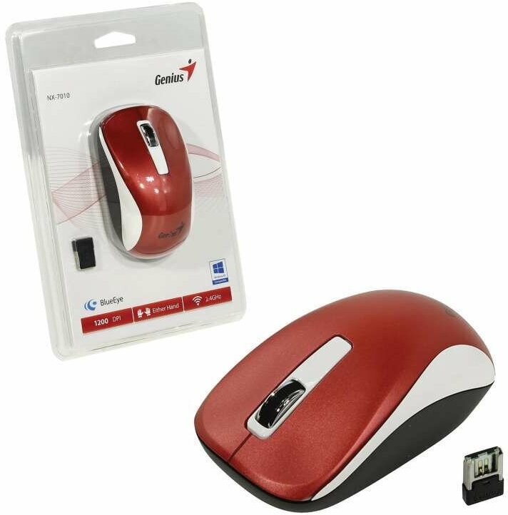 Мышь Genius NX-7010 Wireless White/Red (31030114111)