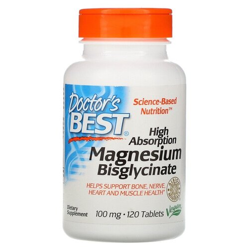 Таблетки Doctor's Best High Absorption Magnesium Bisglycinate 100 мг, 100 мг, 120 шт.