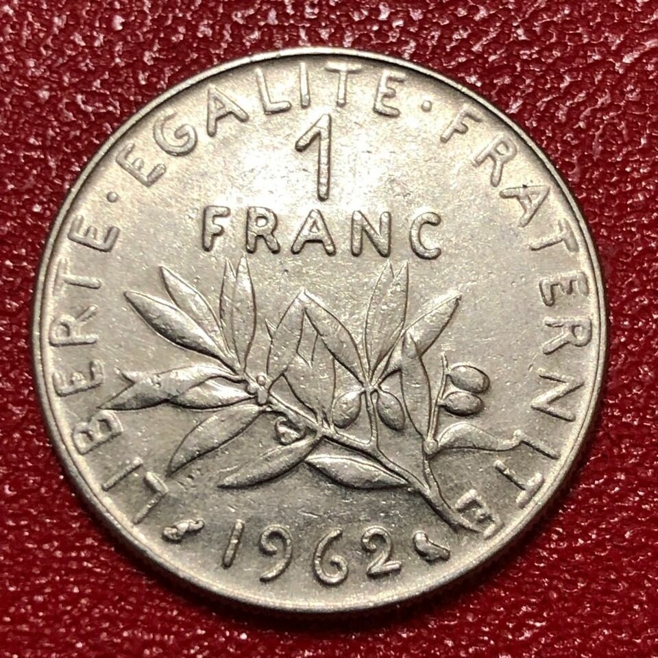 Монета Франция 1 франк 1962 год #5-8