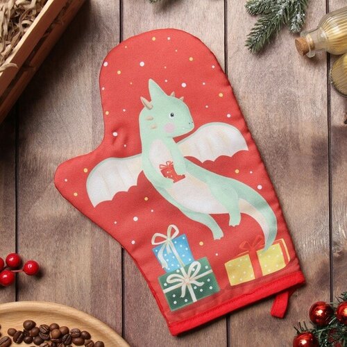 Варежка-прихватка Доляна Подарок 20х28 см 35 хл 65 пэ ватин 250 гм2 335₽