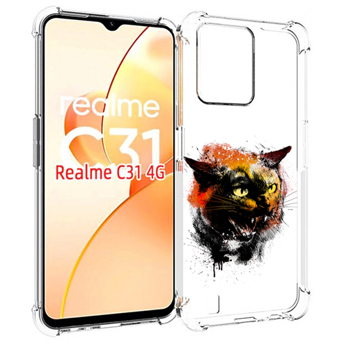 Чехол MyPads сиамский кот для OPPO Realme C31 задняя-панель-накладка-бампер