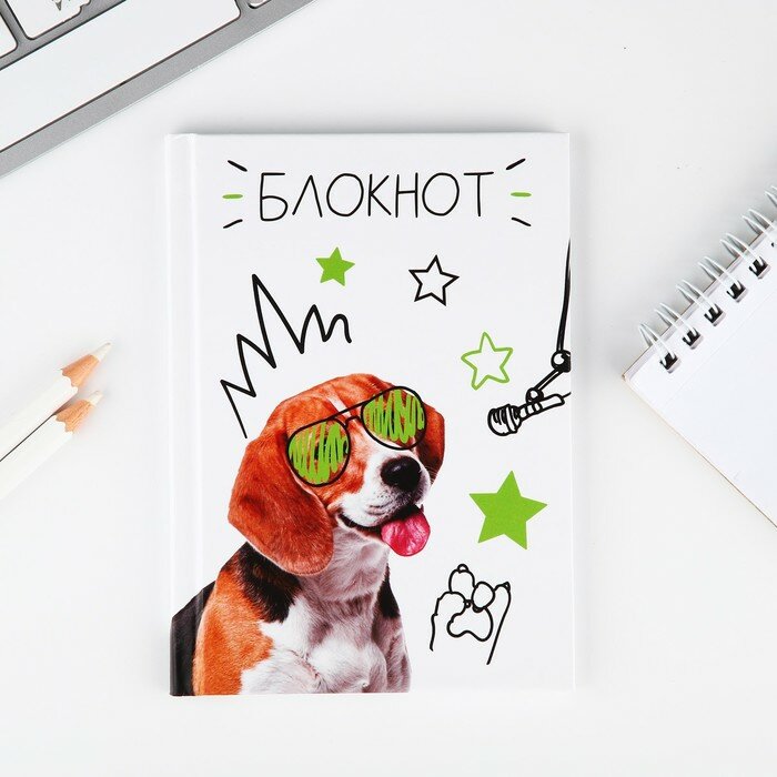 Блокнот А6 в твердой обложке, 40 листов «Собака в очках»