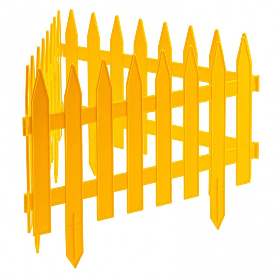 Забор декоративный Palisad Рейка, 28 x 300 см, 7 секций, желтый
