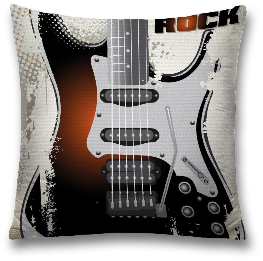 Наволочка декоративная на молнии, чехол на подушку JoyArty "Рок-гитара" 45х45 см