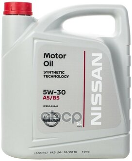 Стоит ли покупать Синтетическое моторное масло Nissan 5W-30 FS A5/B5, 5 л? Отзывы на Яндекс Маркете