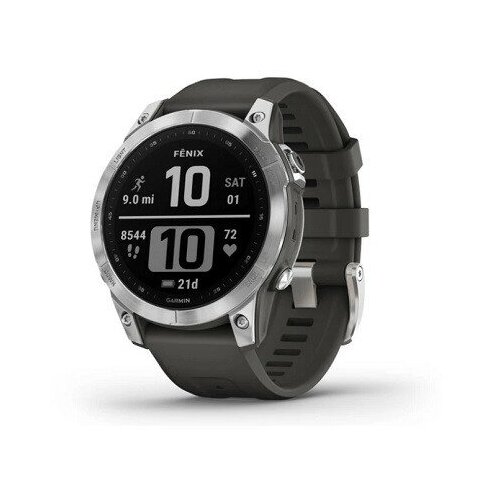 Умные часы Garmin Fenix 7 47 мм GPS, серебристый/черный 010-02540-01