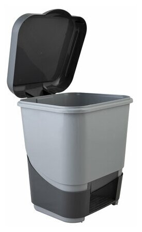 Ведро-контейнер 8 л с педалью для мусора 30х25х24 см цвет серый/графит 427-СЕРЫЙ, 1 шт