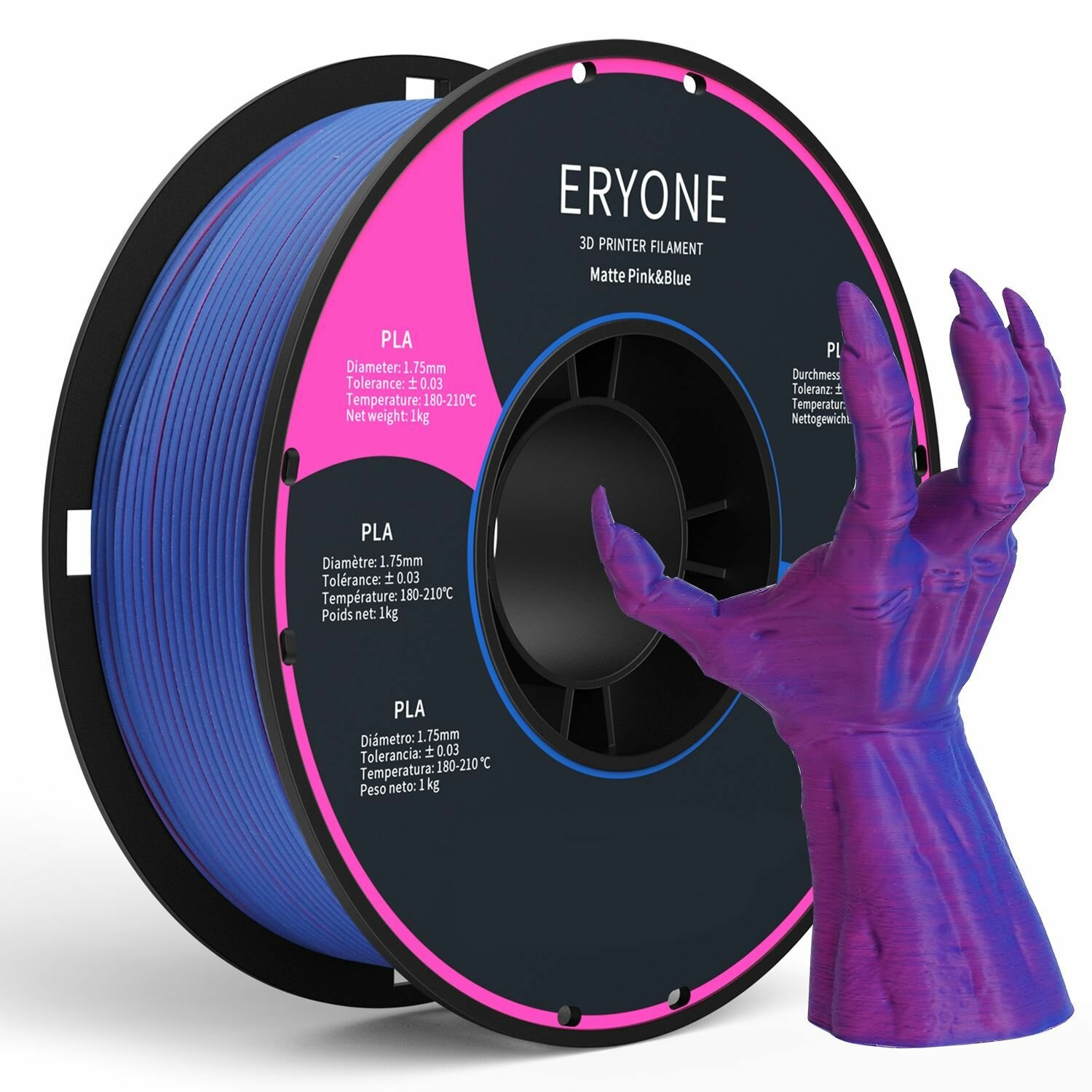 PLA Matte Dual Color 1,75 мм 1 кг (Eryone) фиолетовый-синий матовый