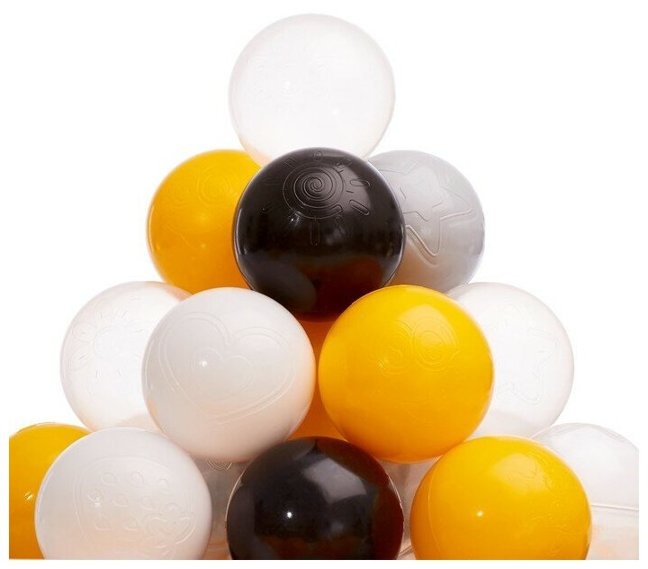 Набор шаров 150 шт, цвета: жёлтый, серый, белый, чёрный, прозрачный - фотография № 1
